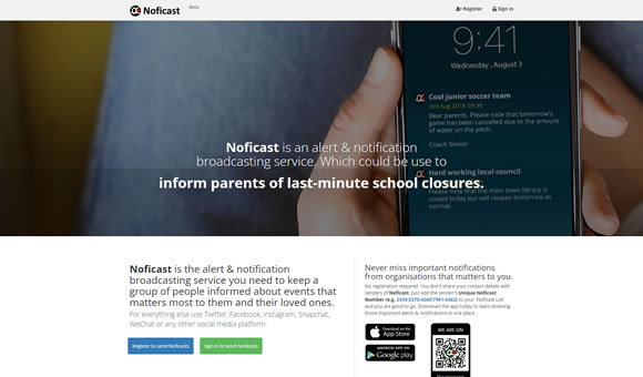 Noficast is an alert & notification broadcasting service