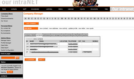 Web app Intranet